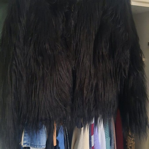 Black Fuzzy Jacket Celestino One Size like new