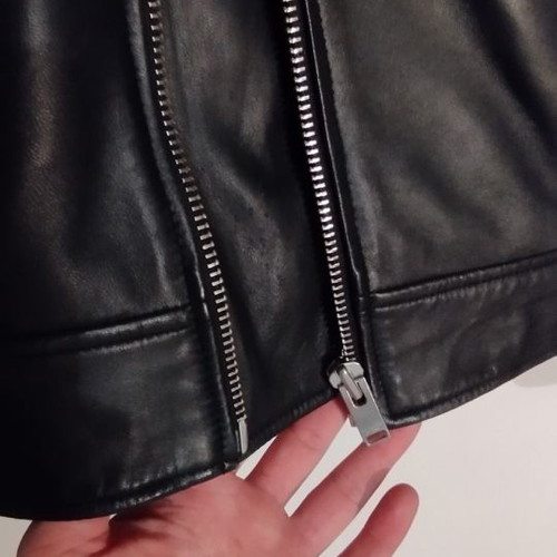 Indigo leather jacket used, black, size M