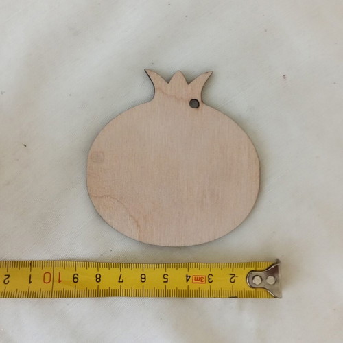 Wooden pomegranate shapes set of 5 for crafts, 8x8cm