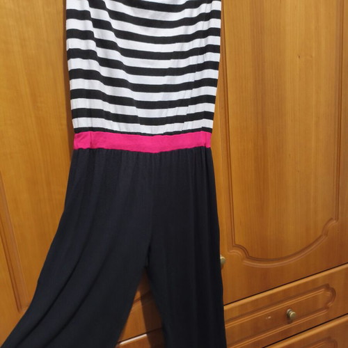 Derpouli strapless one-piece jumpsuit size 2 like new, black and white
