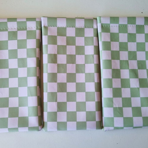 Flying Tiger glasses cases set of 3, green and white checkerboard