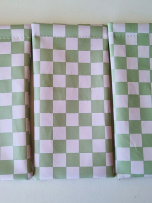 Flying Tiger glasses cases set of 3, green and white checkerboard