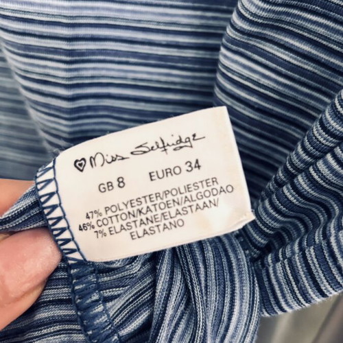 Miss Selfridge maxi striped skirt used, blue-gray tones