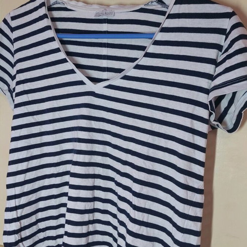 Zara women's striped blouse size S like new, white-blue