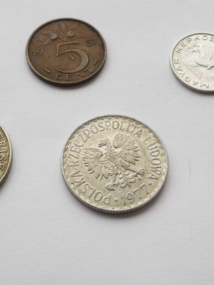Coins of Albania, Austria, Poland, Netherlands, Hungary used, pack of 5