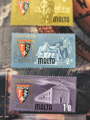 Σετ γραμματοσήμων Μάλτα 1964, νοσοκομεία Καθολικής Εκκλησίας, SG 318-320, αχρησιμοποίητα