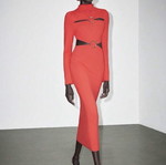 Red coral midi dress like new with cutouts and gold details