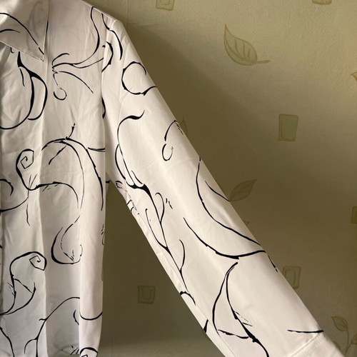 A-Style White Shirt with Black Swirls New
