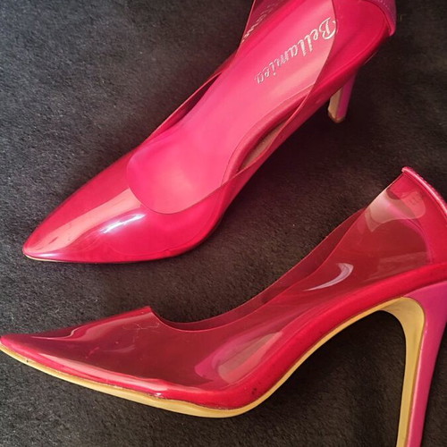 Clear fuchsia heels size 37 like new, 10cm heel