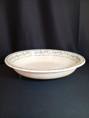 Bishop Stonier Imperial Porcelain England οβάλ βαθύ πιατέλα σερβιρίσματος με πράσινο floral διακόσμηση