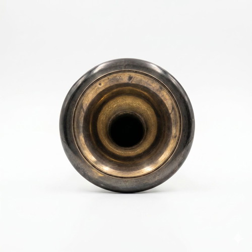 Vintage Handmade Brass Vase Moradabad with Black Enamel 30 cm