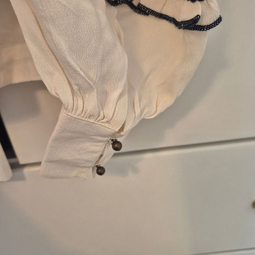 Sfera blouse like new with embroidery, boho style, size S, beige and blue