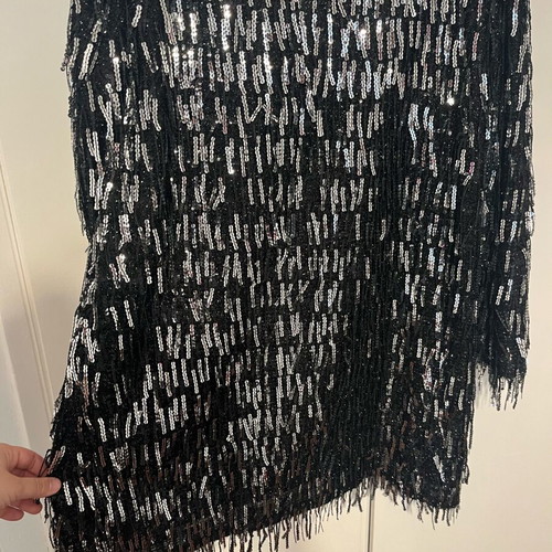 Zara mini dress like new, black with silver sequins, size XXL