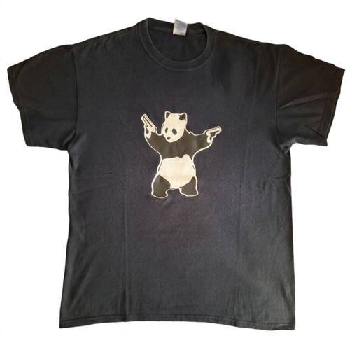 T-Shirt Panda with Guns used, size L, 100% cotton, black