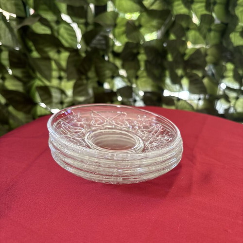 Glass vintage coffee saucer set of 4, 12 cm, new