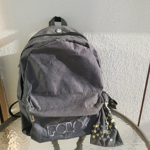 Polo backpack dark grey like new, unisex with scarf