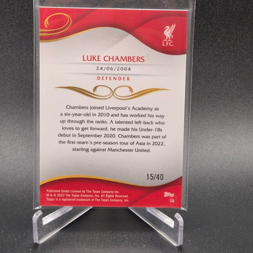 2023 Topps Liverpool Lineage Luke Chambers RC 1st Bowman Bronze used