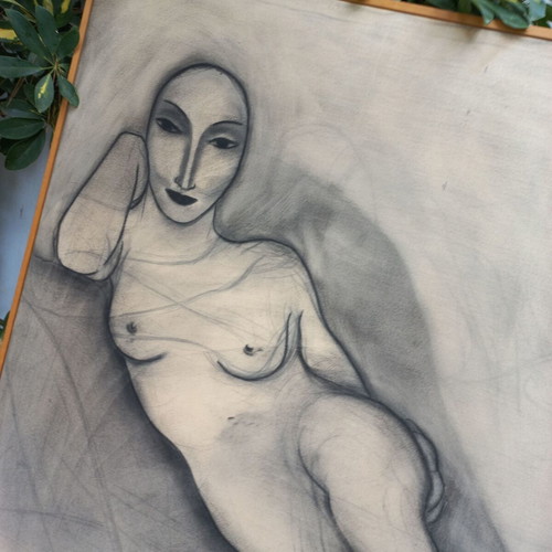 Painting by N. Mavrommatis like new, charcoal on canvas