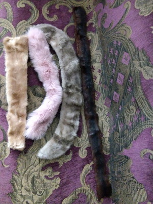 Natural vison fur collars used, set of 4, beautiful colors