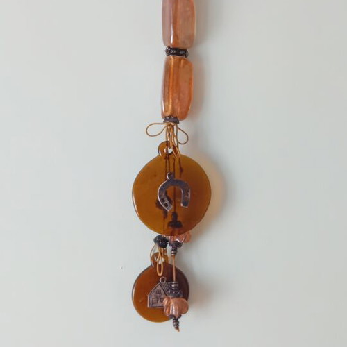 Decorative wall charm with beads and horseshoe like new