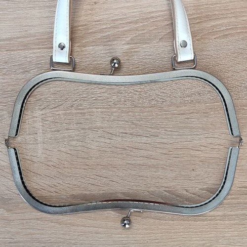 Metal bag frame clasp 27cm with leather handle new