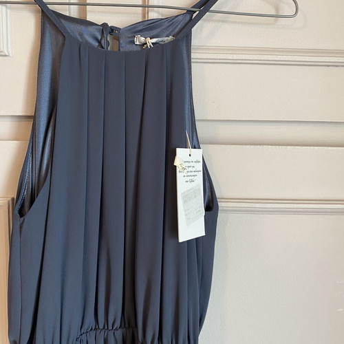 Dress new gray crepe with cutout shoulders and belt