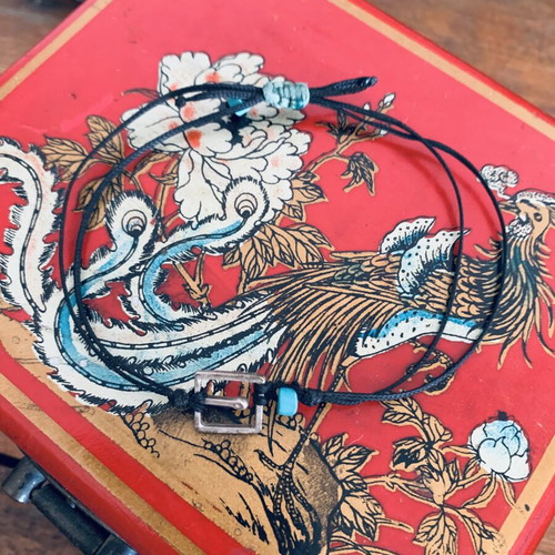 Handmade men's bracelet with wax thread and metal match design, like new