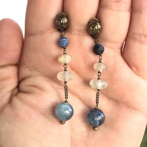 Donatella Pellini Vintage Earrings with Semi-Precious Stones like new