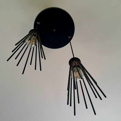 Ceiling lights black metal set of two like new