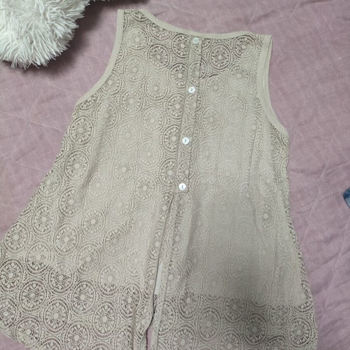 Blouse like new with coral buttons, beige, sizes S and M