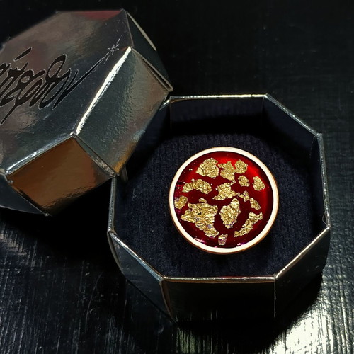 Imperial Red ring with gold flakes, adjustable, new
