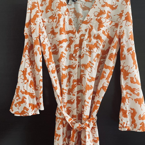 Nadia Rapti dress like new with buttons and side slits, white and orange