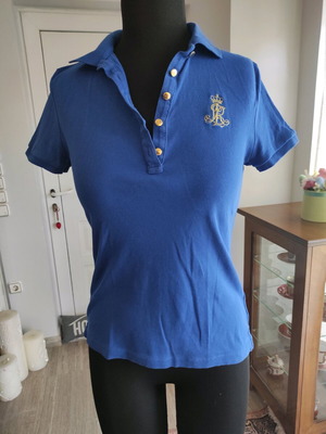 Μπλουζάκι Polo Ralph Lauren σαν καινούργιο, μπλε με χρυσές λεπτομέρειες