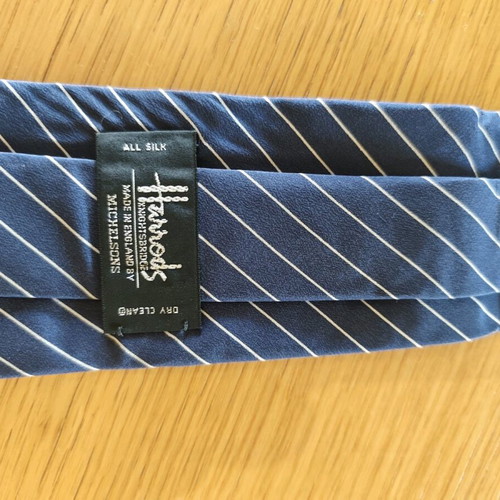Harrods vintage tie new, blue silk collectible