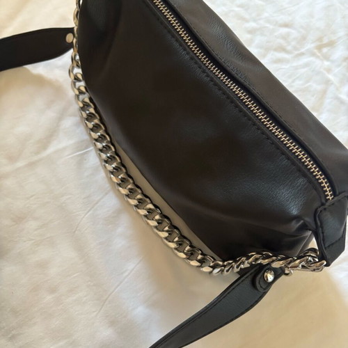 Black shoulder bag with silver chain like new