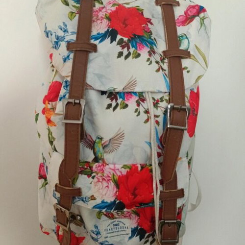 Funky Buddha floral backpack used with large space and clip button