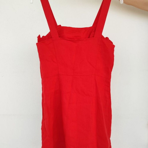 open lace back dress Halter neck linen dress main image 0