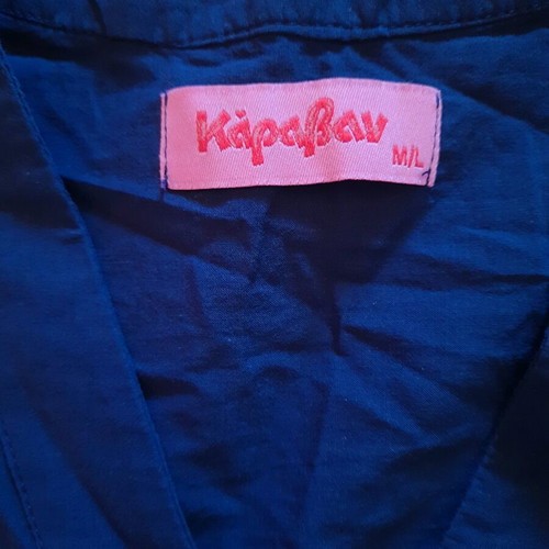 Karavan cropped shirt with balloon sleeves new, navy blue