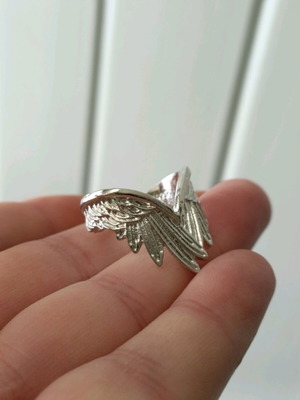 Women's adjustable angel wings ring 925 silver new
