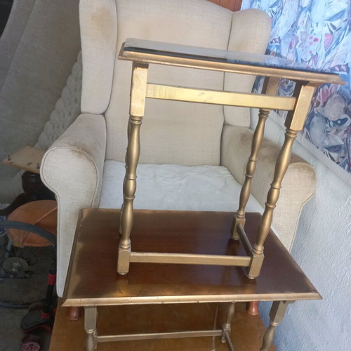 Stackable coffee tables used, set of 2, painted gold