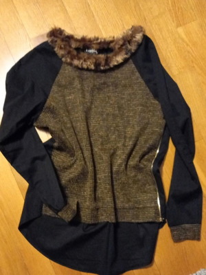 Figaro asymmetrical blouse like new, size M, black and brown