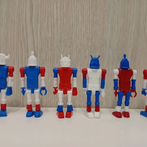 Vintage Kinder Surprise Joy robot figures used, set from the 80s