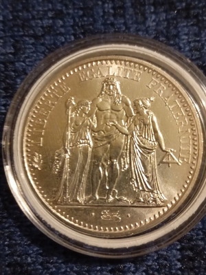 10 French francs 1971 with Hercules image silver 900 like new