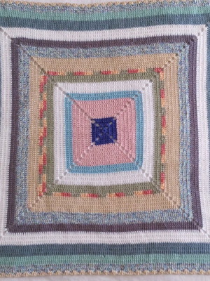 Bebe handmade square blanket in pastel colors like new