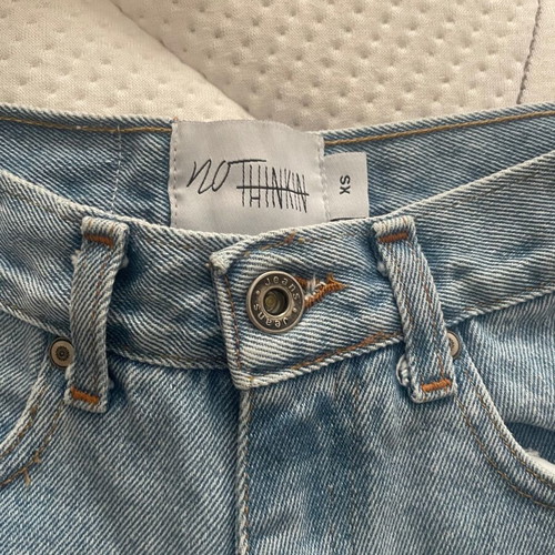 No Thinkin denim shorts like new, turquoise and blue, size XS