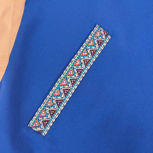 Maison Scotch Royal Blue Shift Dress like new with embroidered fake pockets