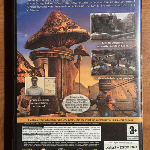 Uru Ages Beyond Myst PC CD ROM used