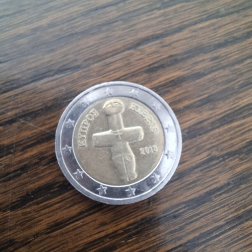 2 Euro Coin Cyprus 2013 Cross-Shaped Idol used, collectible