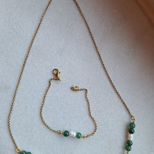 Necklace and bracelet set with gold chain color, new