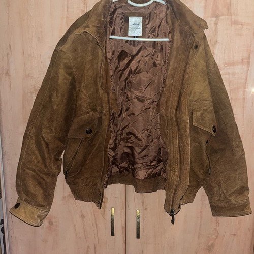 Alpha leather bomber jacket used, brown, size Large